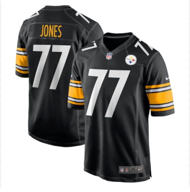 Men Pittsburgh Steelers 77 Jones Black Game Nike NFL 2024 Jersey